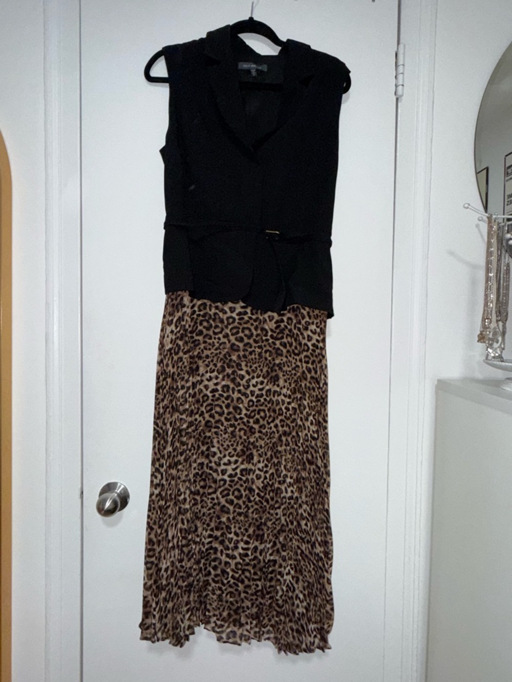 Black & Leopard Print Dress - Classic Women's Dress